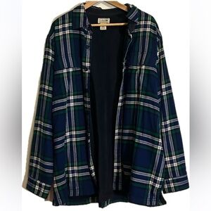 LL Bean Fleece Lined Flannel Shirt Tartan Plaid Jacket Shacket Large Regular